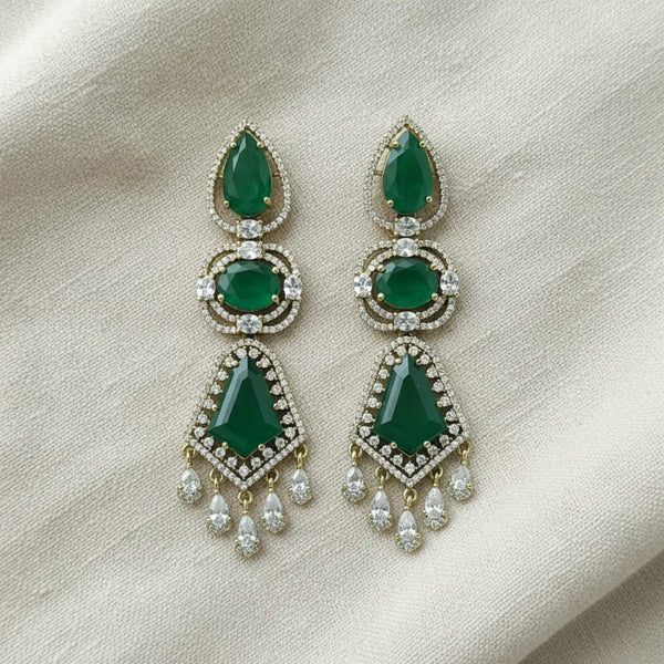 441394 Cubic Zirconia Classic Earring With Mehndi Plating
