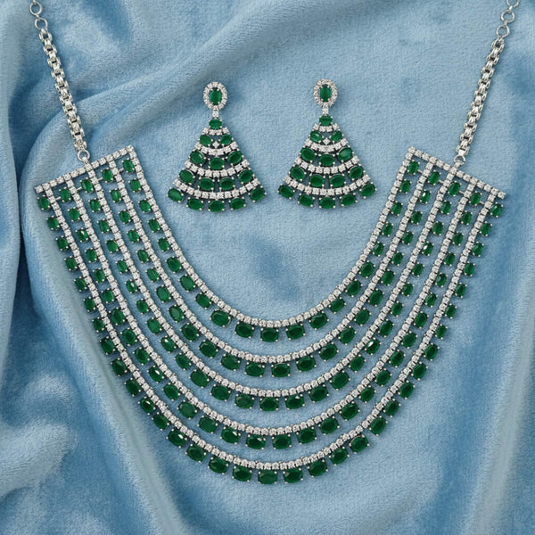 441396 Cubic Zirconia Classic Necklace With Rhodium Plating