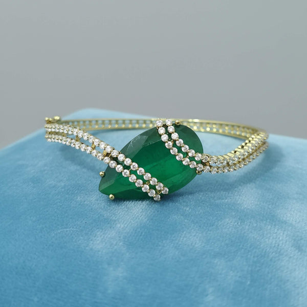 441397 Cubic Zirconia Classic Kada With Mehndi Plating