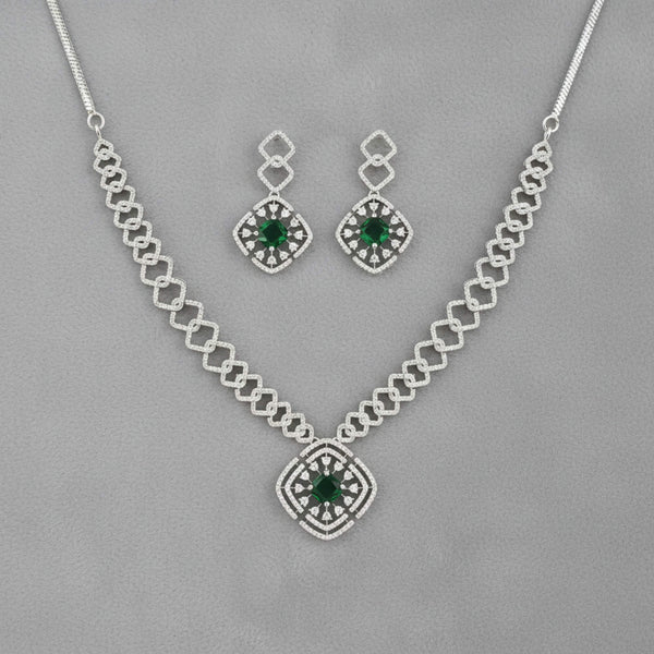 441406 Cubic Zirconia Classic Necklace With Rhodium Plating