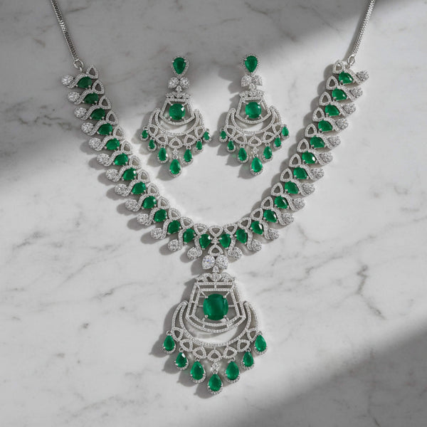 441408 Cubic Zirconia Classic Necklace With Rhodium Plating