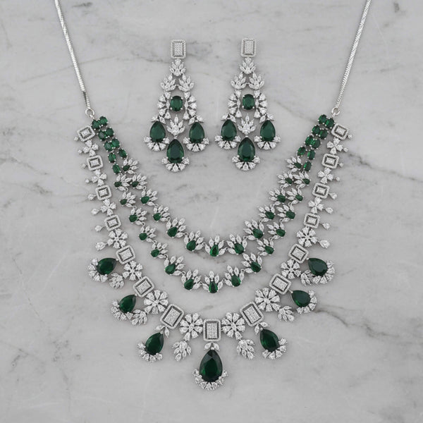 441409 Cubic Zirconia Classic Necklace With Rhodium Plating