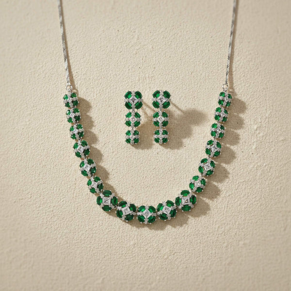 441411 Cubic Zirconia Classic Necklace With Rhodium Plating