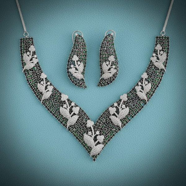 441413 Cubic Zirconia Classic Necklace With Rhodium Plating