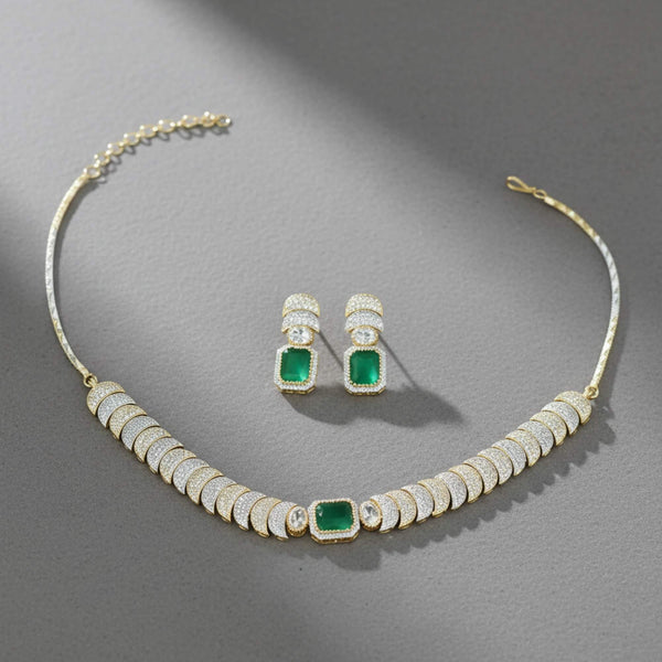 441418 Cubic Zirconia Classic Necklace With 2 Tone Plating