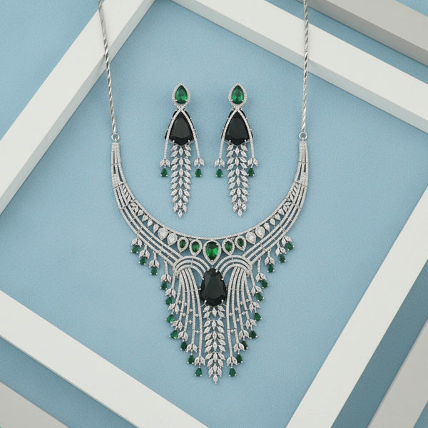 441426 Cubic Zirconia Classic Necklace With Rhodium Plating