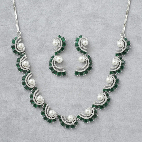 441429 Cubic Zirconia Classic Necklace With Rhodium Plating