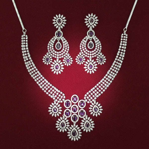 441431 Cubic Zirconia Classic Necklace With Rhodium Plating