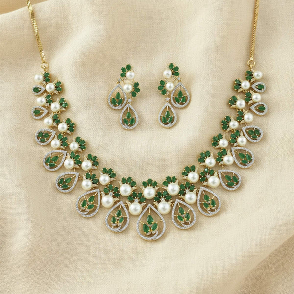 441432 Cubic Zirconia Classic Necklace With 2 Tone Plating