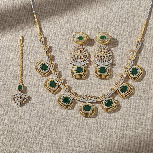 441433 Cubic Zirconia Classic Necklace With 2 Tone Plating