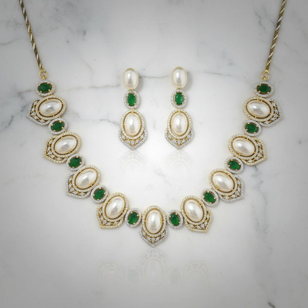 441434 Cubic Zirconia Classic Necklace With 2 Tone Plating