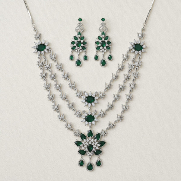 441436 Cubic Zirconia Classic Necklace With Rhodium Plating