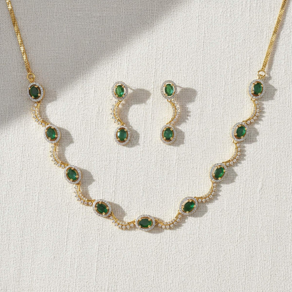 441437 Cubic Zirconia Classic Necklace With 2 Tone Plating