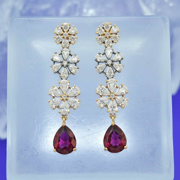 441440 Cubic Zirconia Classic Earring With Black Rose Plating