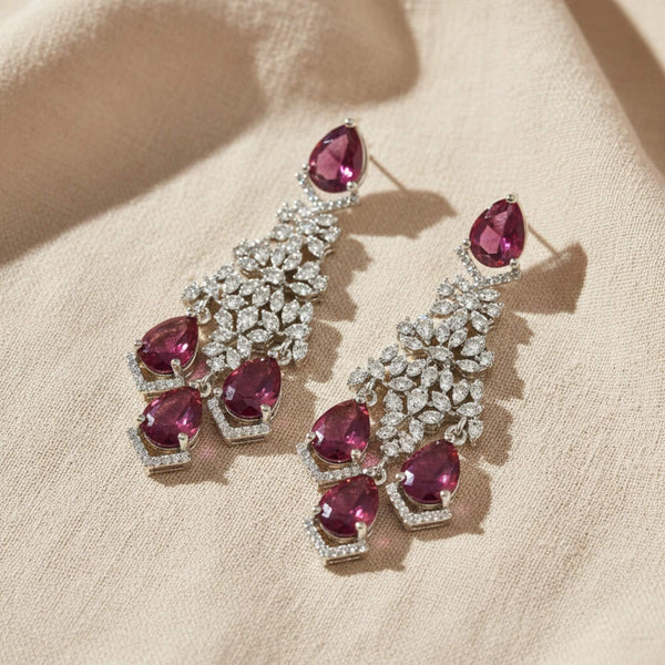 441447 Cubic Zirconia Classic Earring With Rhodium Plating