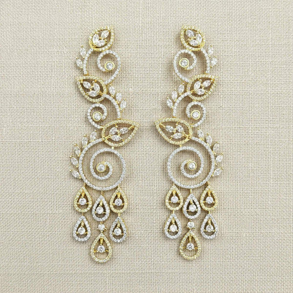 441450 Cubic Zirconia Classic Earring With 2 Tone Rhodium Plating