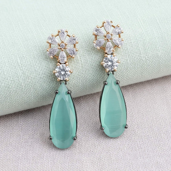 441456 Cubic Zirconia Classic Earring With Black Rose Plating