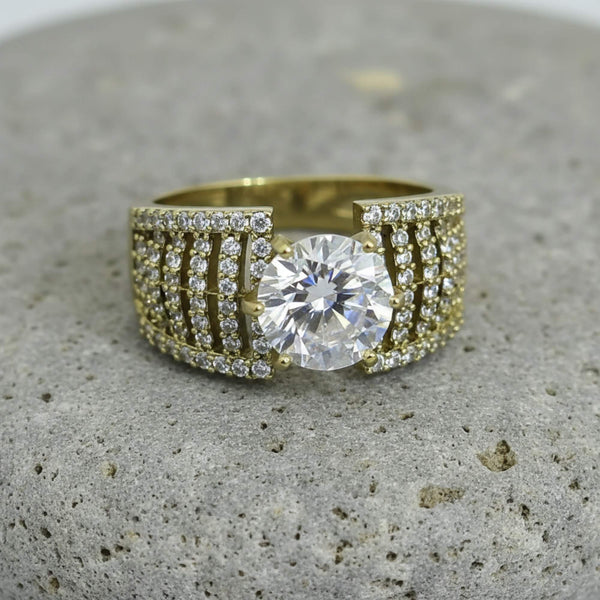 441474 Cz Adjustable Ring With 2 Tone Mehndi Rhodium Plating