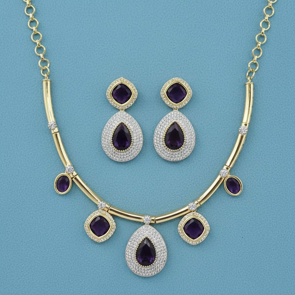 441485 Cubic Zirconia Classic Necklace With 2 Tone Plating