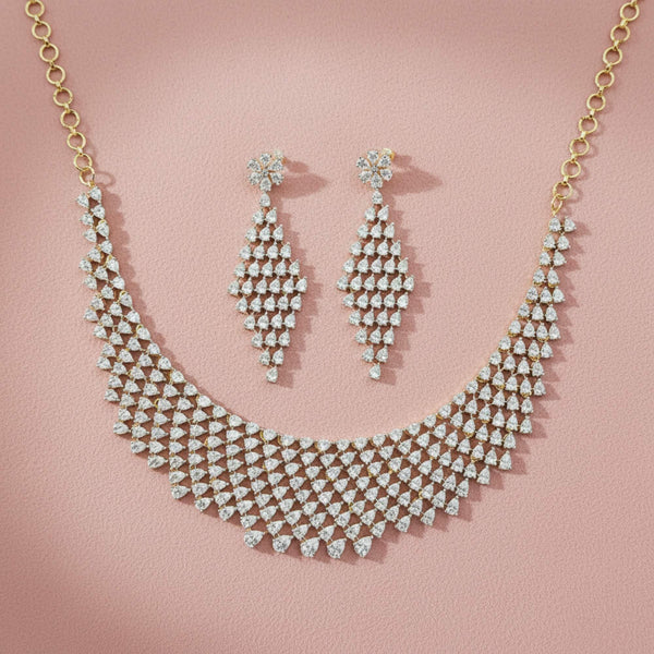 441486 Cubic Zirconia Classic Necklace With 2 Tone Plating