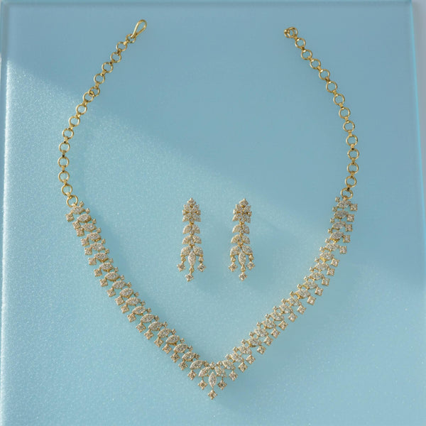 441488 Cubic Zirconia Classic Necklace With 2 Tone Plating