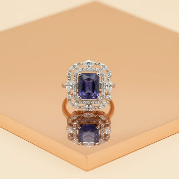 441496 Cz Adjustable Ring With Rhodium Plating