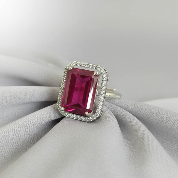 441497 Cz Adjustable Ring With Rhodium Plating