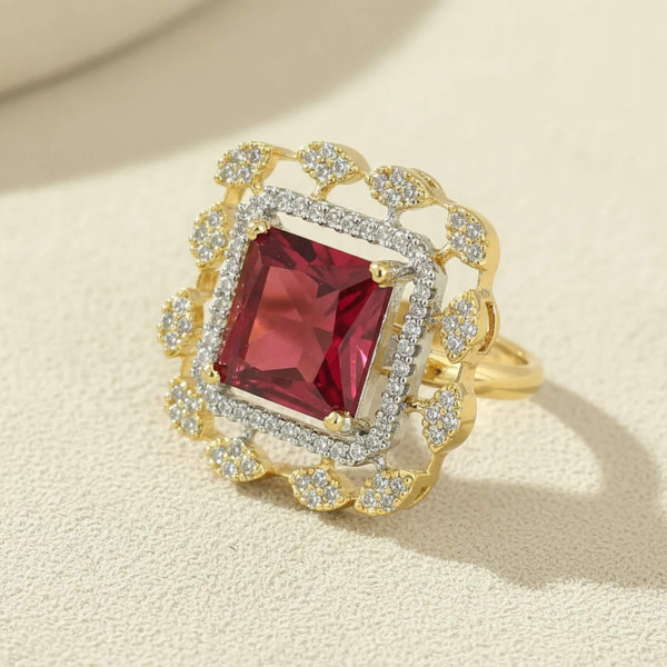 441500 Cz Adjustable Ring With 2 Tone Plating