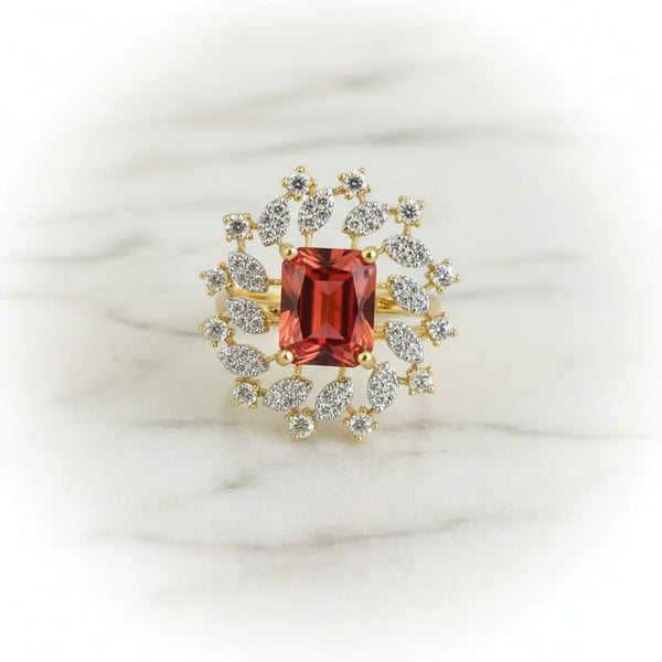 441502 Cz Adjustable Ring With 2 Tone Plating