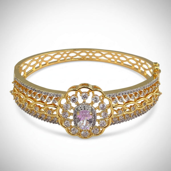 441511 Cubic Zirconia Openable Kada With 2 Tone Plating