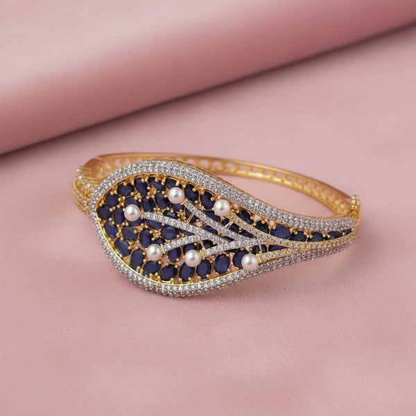 441523 Cubic Zirconia Openable Kada With 2 Tone Plating