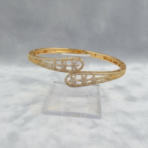 441527 Cubic Zirconia Openable Kada With 2 Tone Rhodium Plating