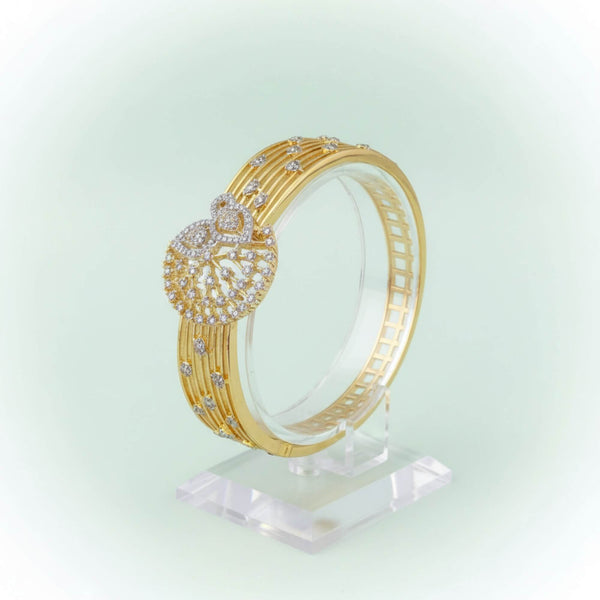 441528 Cubic Zirconia Openable Kada With 2 Tone Rhodium Plating
