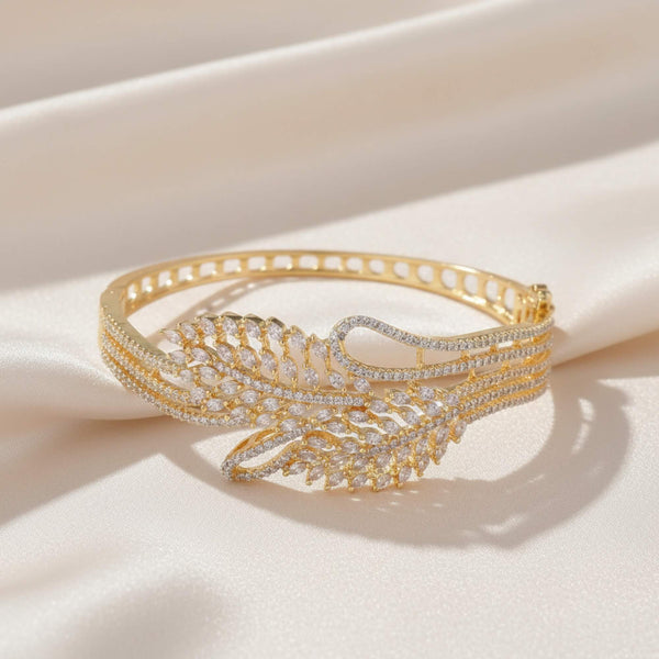 441529 Cubic Zirconia Openable Kada With 2 Tone Rhodium Plating