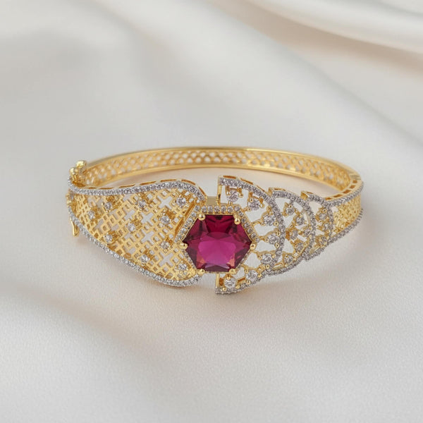 441530 Cubic Zirconia Openable Kada With 2 Tone Plating