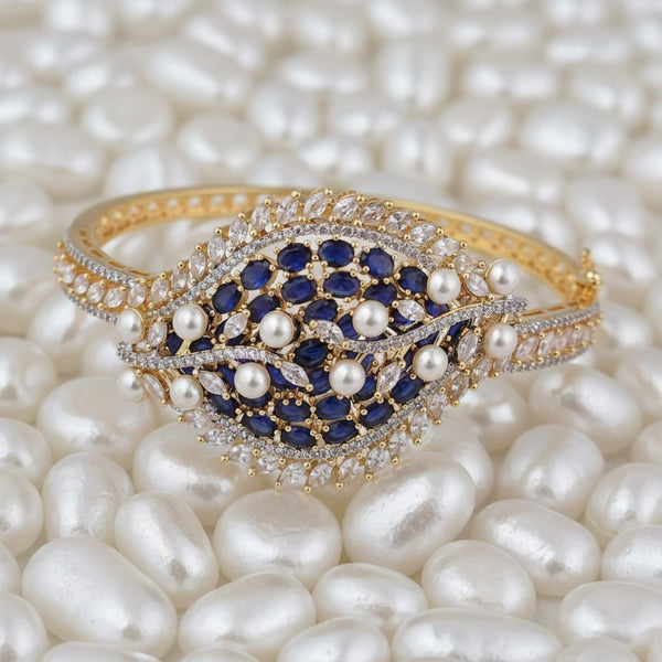 441533 Cubic Zirconia Openable Kada With 2 Tone Plating