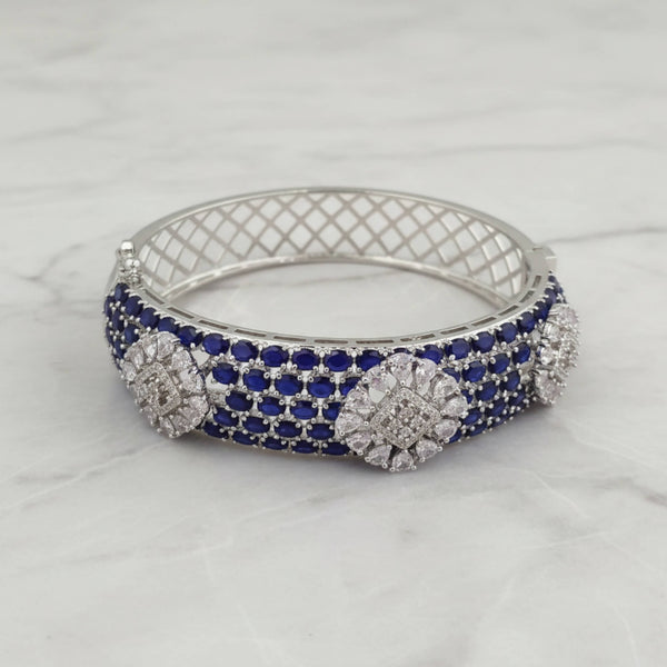 441534 Cubic Zirconia Openable Kada With Rhodium Plating