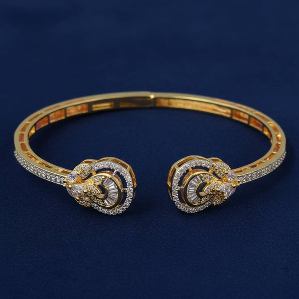 441535 Cubic Zirconia Openable Kada With 2 Tone Rhodium Plating