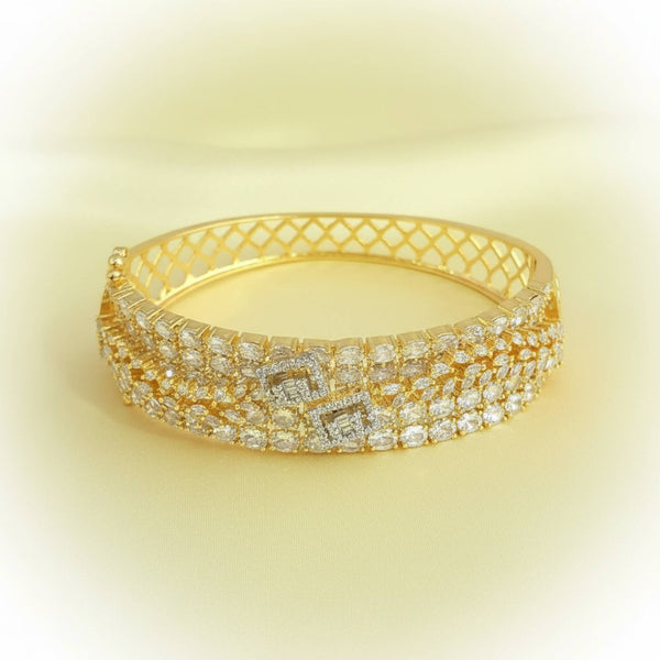 441537 Cubic Zirconia Openable Kada With 2 Tone Plating