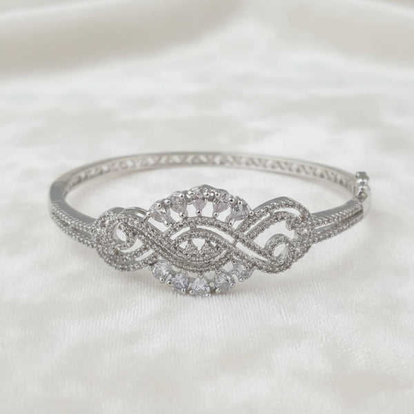 441539 Cubic Zirconia Openable Kada With 2 Tone Rhodium Plating