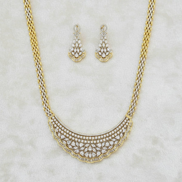 441550 Cz Classic Pendant Set With 2 Tone Plating