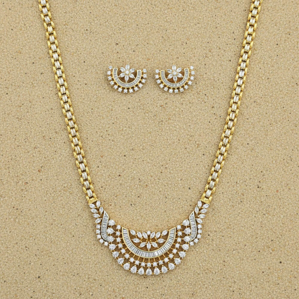 441551 Cz Classic Pendant Set With 2 Tone Plating