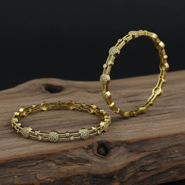 441574 Cz Classic Bangles With Mehndi Plating