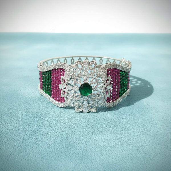 441658 Cz Openable Kada With Rhodium Plating