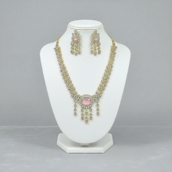 441670 American Diamond Classic Necklace Set With 2 Tone Plating