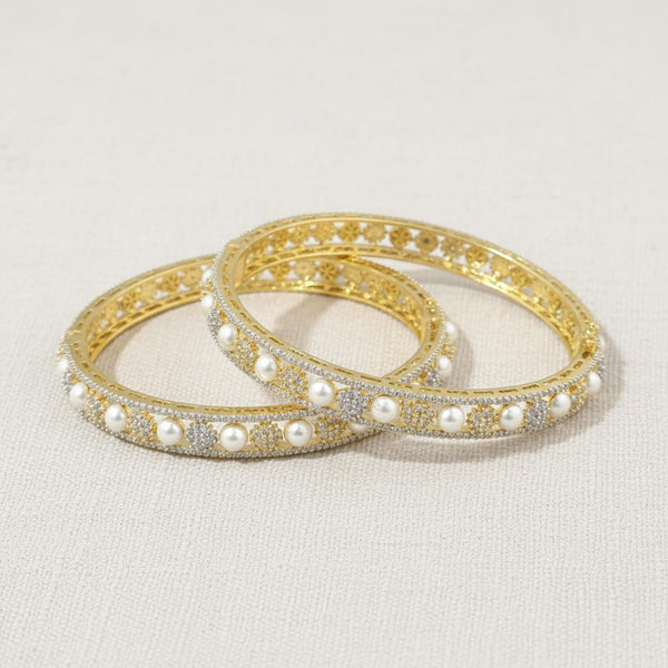 441681 Cz Openable Bangles With 2 Tone Rhodium Plating