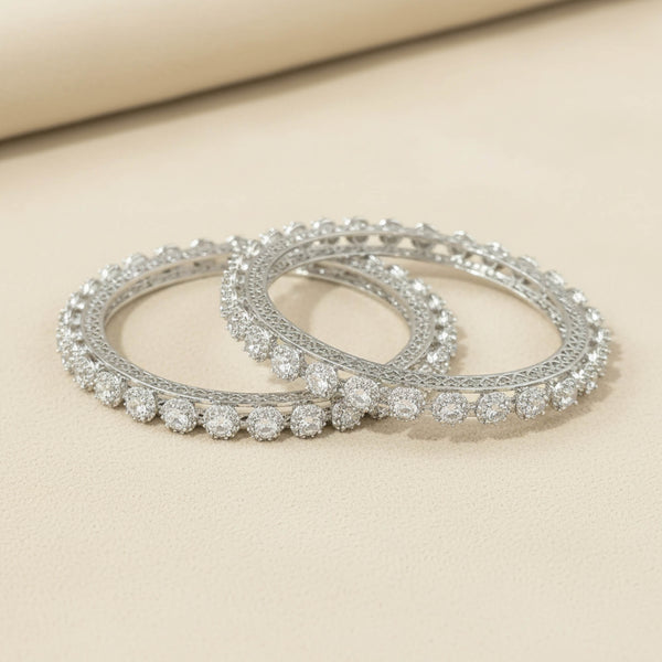 441682 Cz Classic Bangles With Rhodium Plating