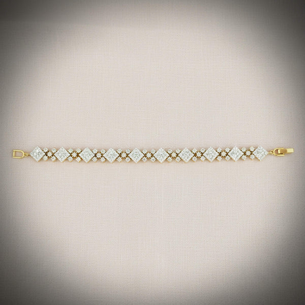 441691 Cz Classic Bracelet With 2 Tone Mehndi Rhodium Plating