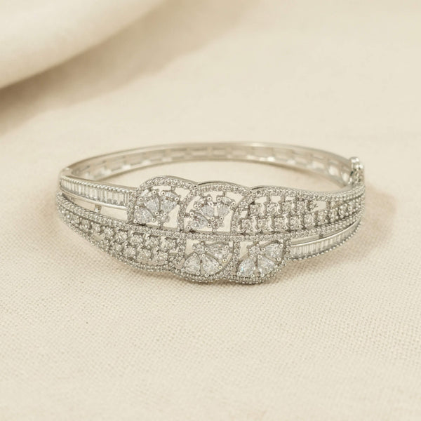 441694 Cz Classic Kada With 2 Tone Mehndi Rhodium Plating