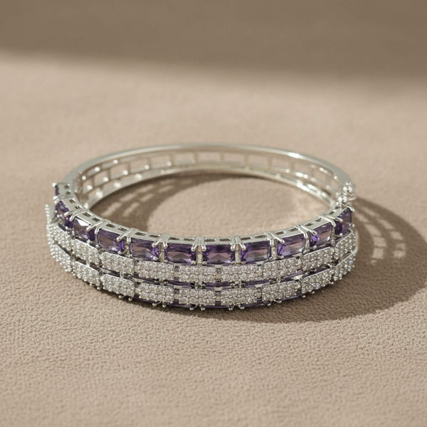 441697 Cz Openable Kada With Rhodium Plating